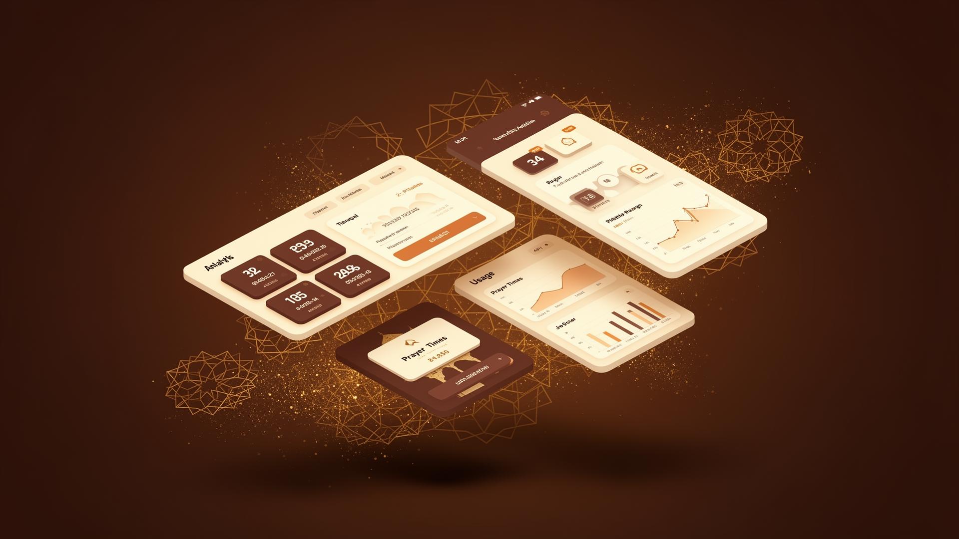 IslamiCloud API usage analytics dashboard showing prayer times data, request charts, and API key management